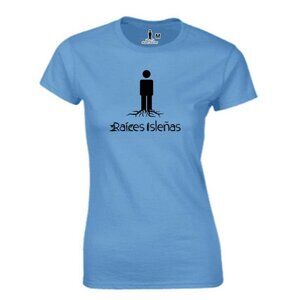 Women’s Raíces Isleñas Graphic Tee – Island Roots Design (Blue, Medium)